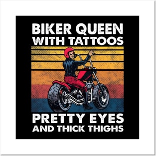 Biker Queen With Tattoos Pretty Eyes And Thick Thighs Posters and Art